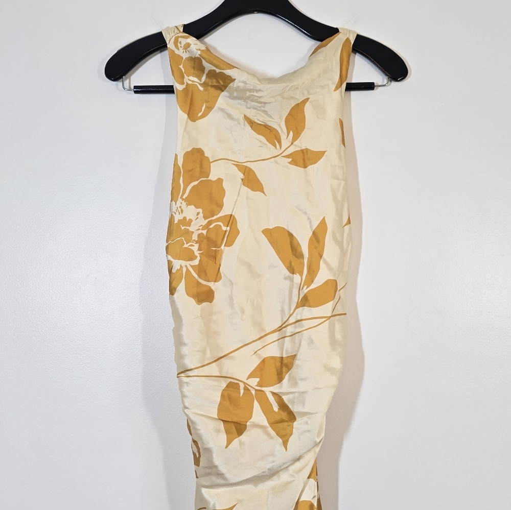 Reformation Anaiis 100% Silk Gold Floral Maracuya Maxi Dress 8 New - Picture 5 of 12